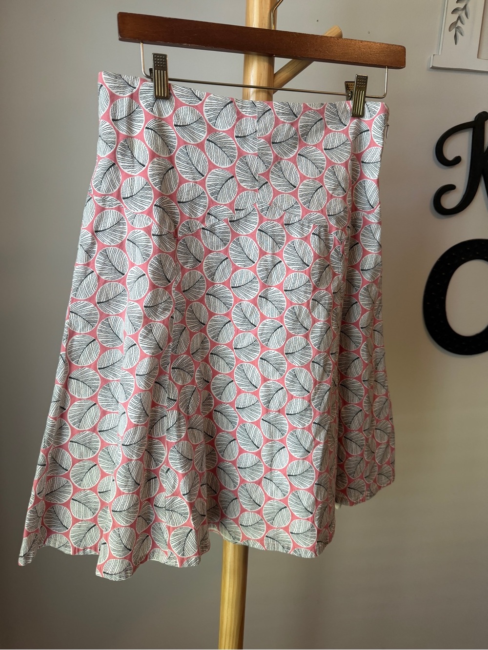 Anthropologie Elevenses A Line Skirt Size 8 Pink White Geometric Print Lined